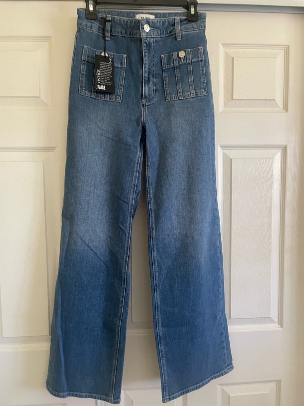 PAIGE Anessa Wide leg patch pocket jeans paley wash